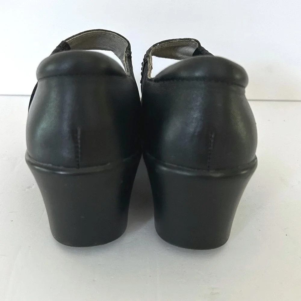 Alegria Ella Mary Jane Womens 38 US 8 Black Leather Shoes Wedge Rocker ELL-601